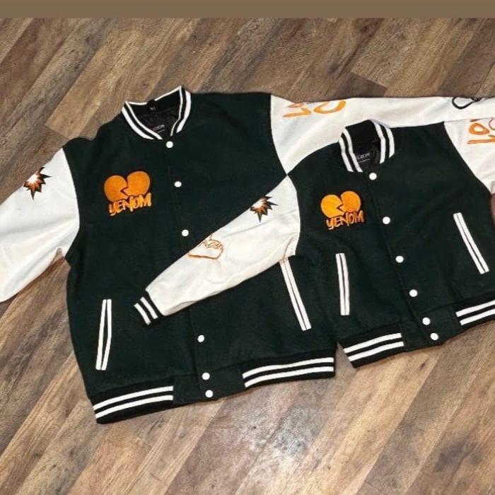 Yenom Kids Forest Green Letterman Jacket